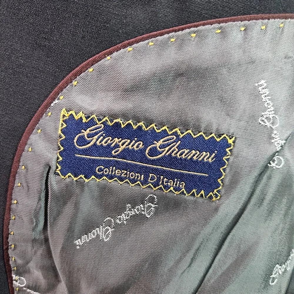 Giorgio‎ Ghanni Suit Blazer Men 42L Merino Wool Super 140's Lana Lux Italy Black